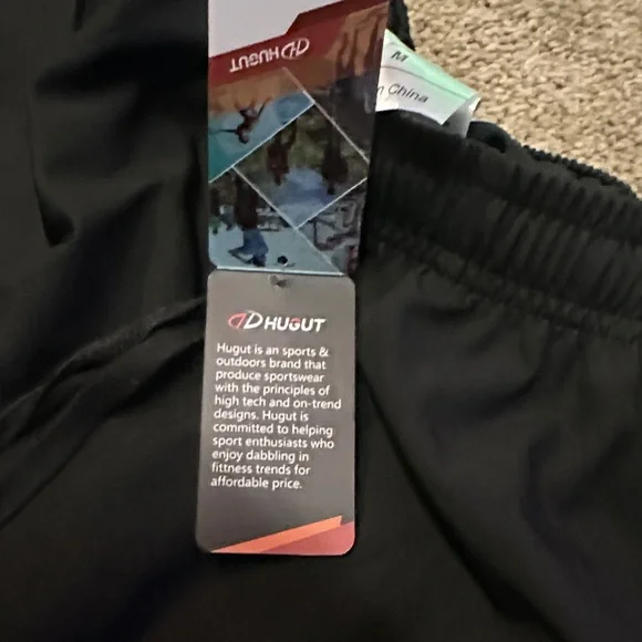 NWT Hugut Mens Cargo Shorts Utility Zipper Pocket Athletic Casual Black Size M - Picture 7 of 7